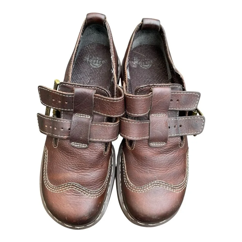 Vintage Brown Dr. Martens CATY 8065 style  Mary Jane Buckle Strap Fisherman US 8